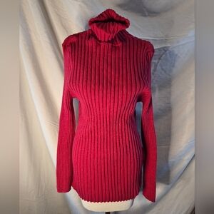 Women’s Ribbed Turtleneck Sweater - Fuchsia Pink